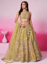 Net Mustard Wedding Wear Sequins Work Lehenga Choli